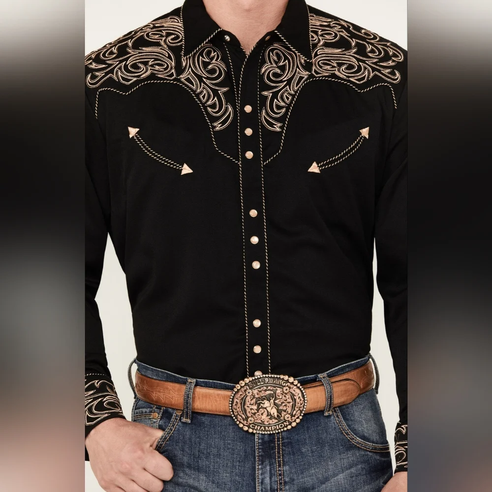 Scully Embroidered Long Sleeve Snap Western Shirt - Picture 3 of 4